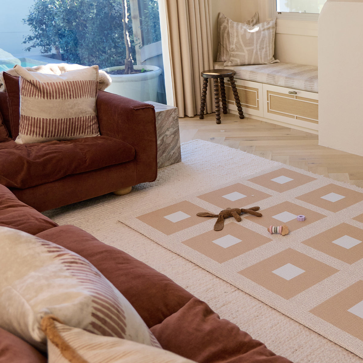 Large Foam Play Mat - Biscotti Check/Arch