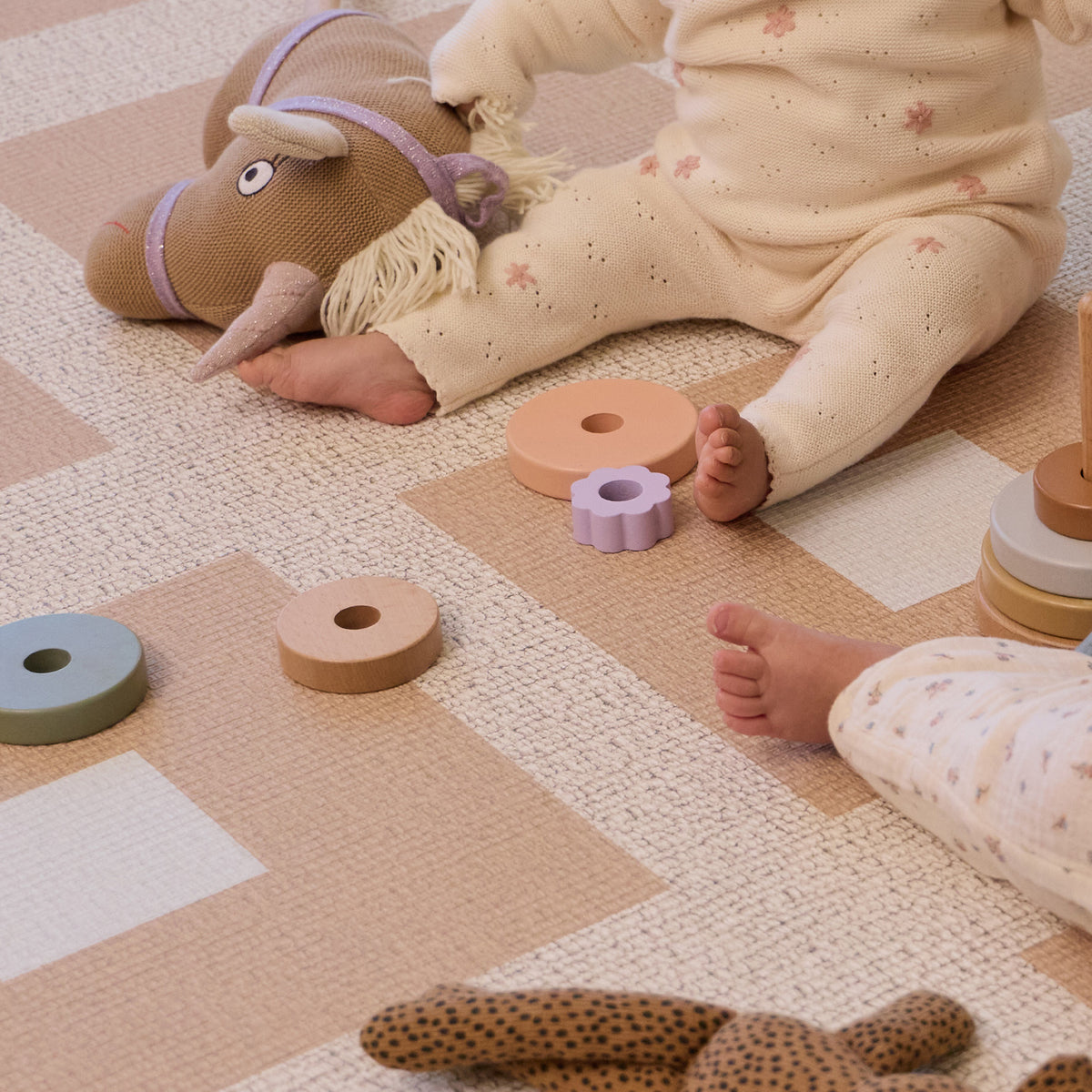 Large Foam Play Mat - Biscotti Check/Arch