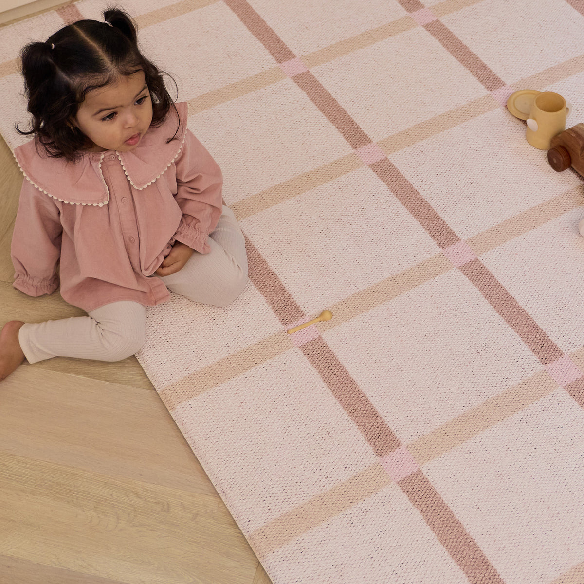 Large Foam Play Mat - Natural Plaid/Loop