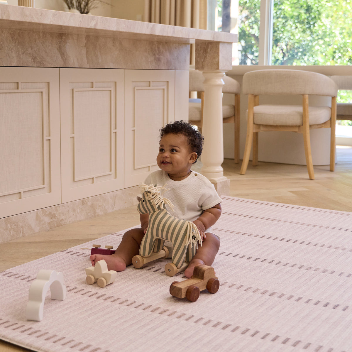 Large Foam Play Mat - Natural Plaid/Loop