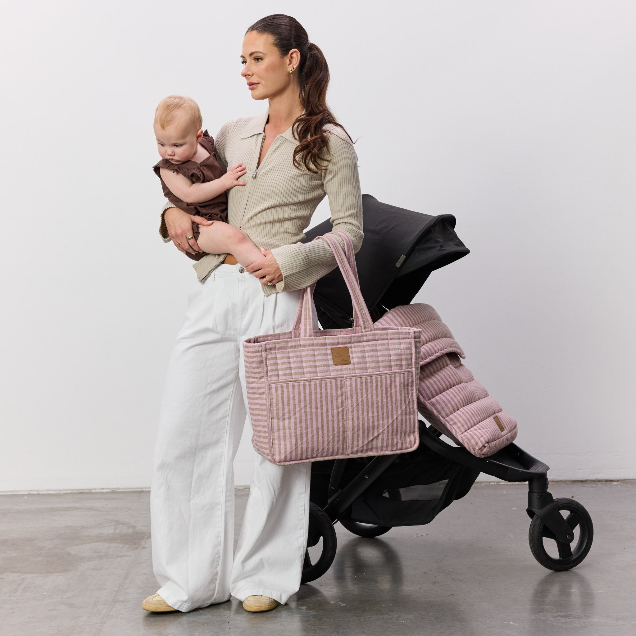 Mocha Stripe Muse Baby Bag