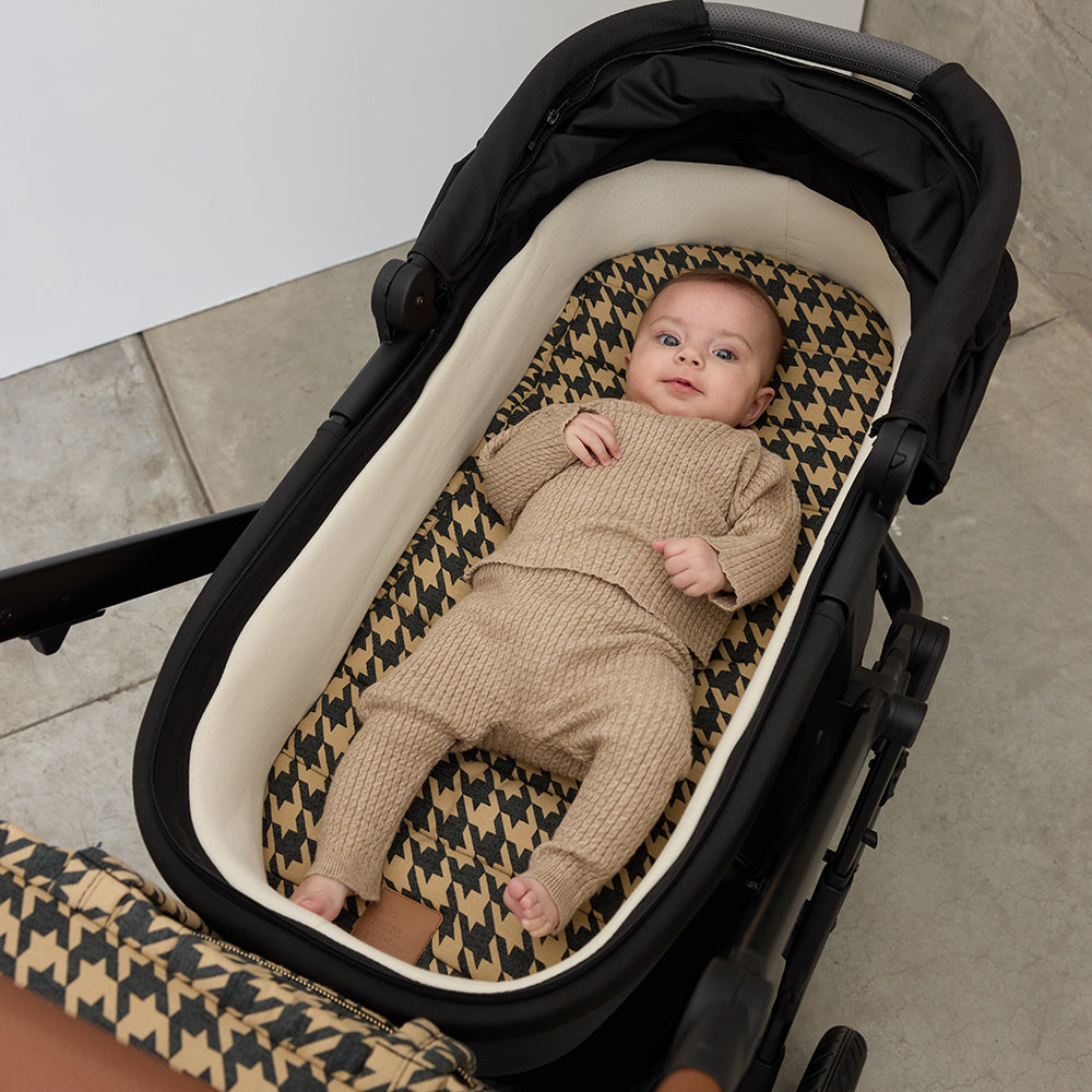 Black Houndstooth Universal Linen Bassinet Liner