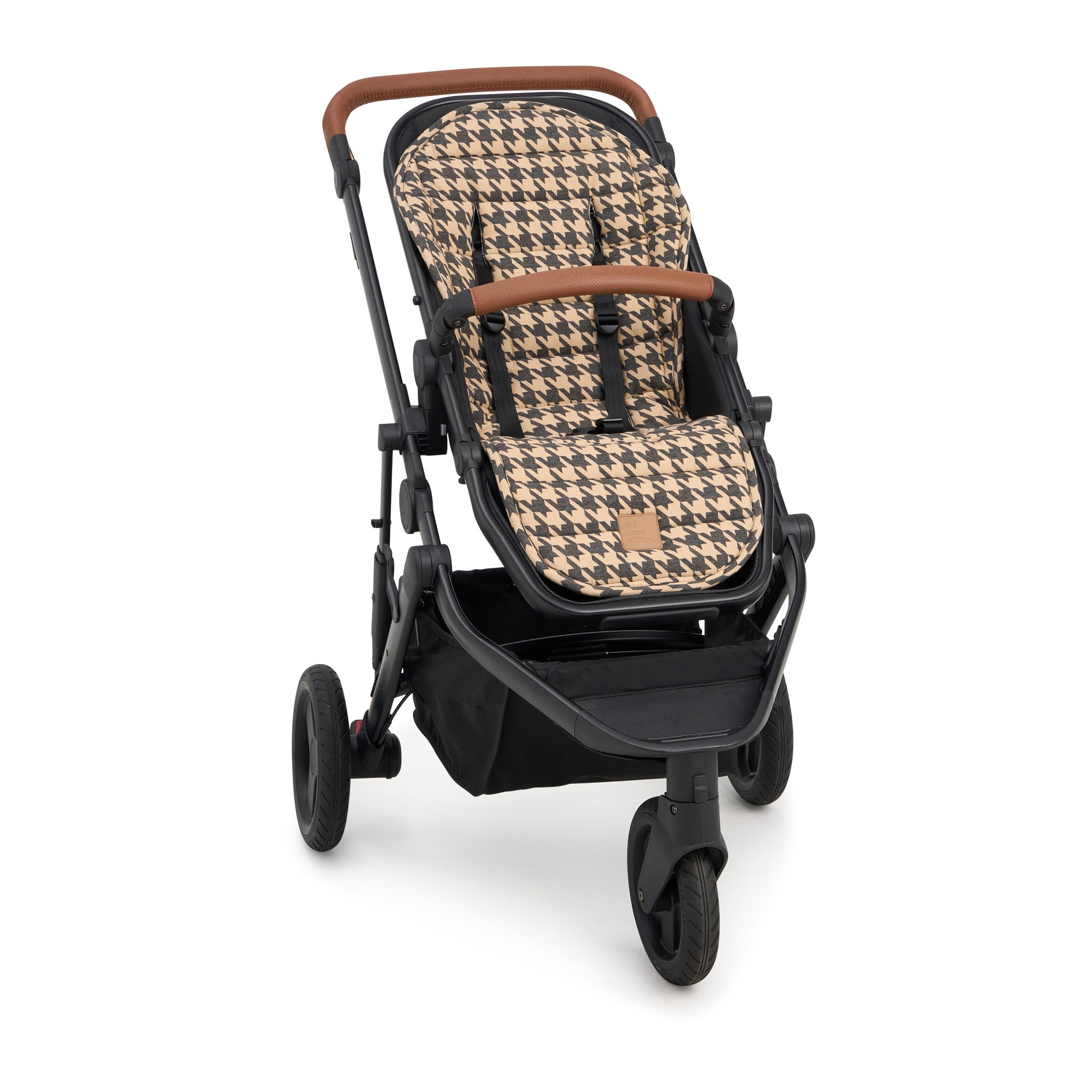 Black Houndstooth Universal Linen Pram Liner
