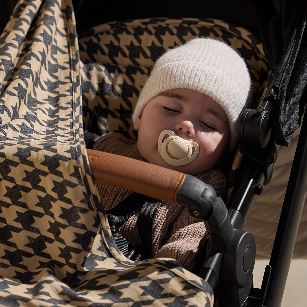 baby stroller blanket Black Houndstooth Linen Baby Blanket