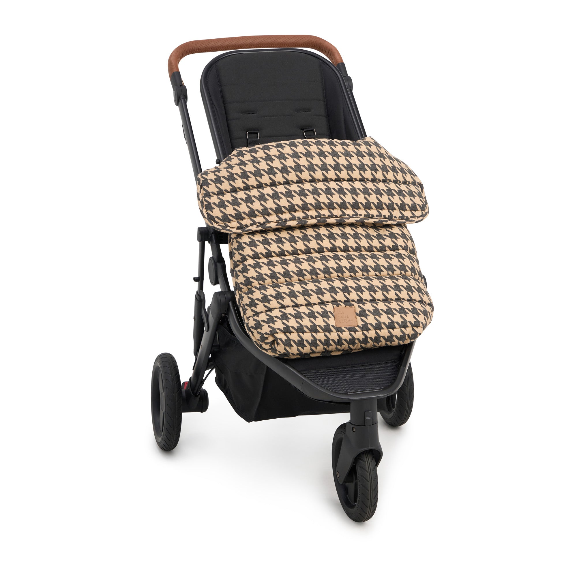 Black Houndstooth Linen Pram Cosy