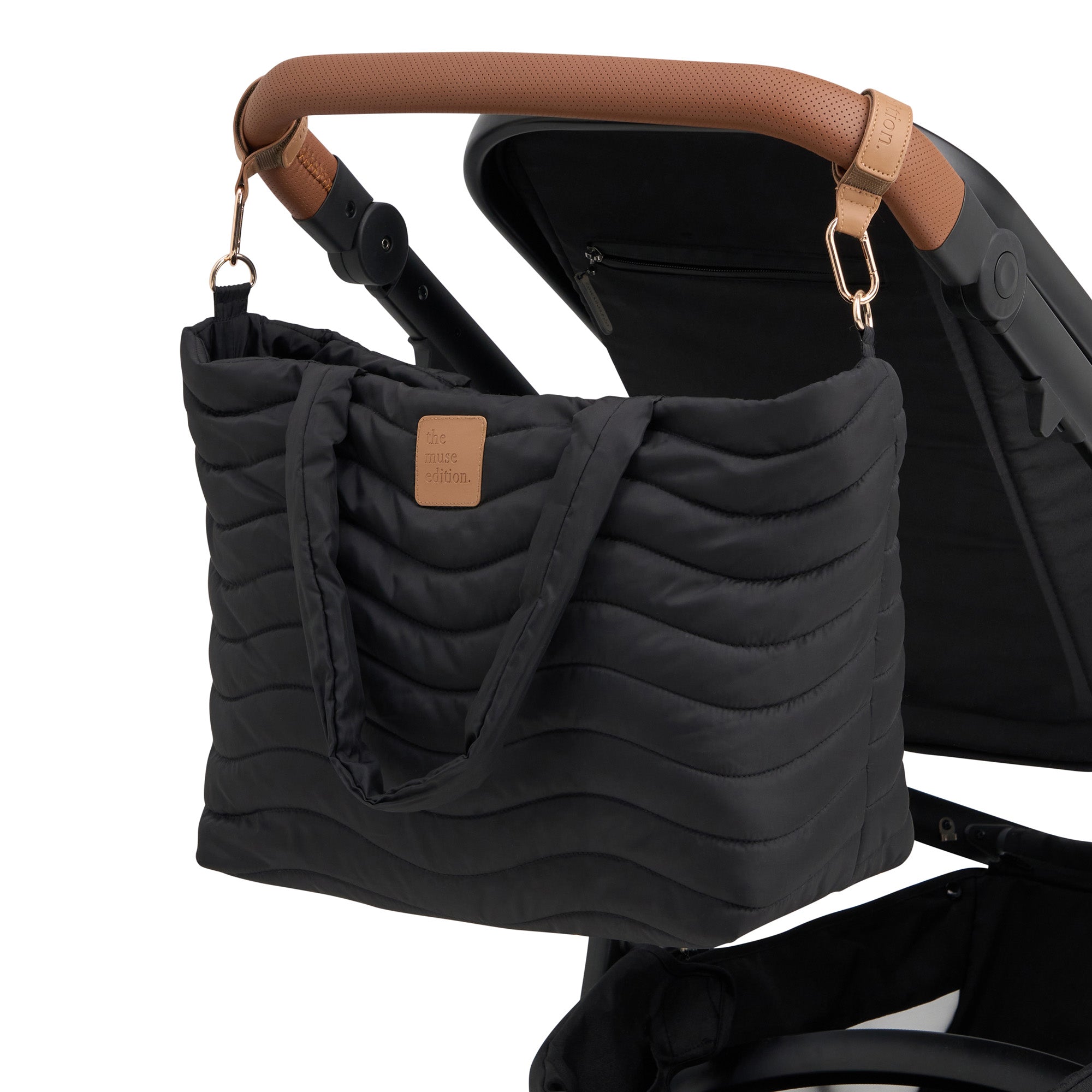 Black Wave Quilted Baby Bag