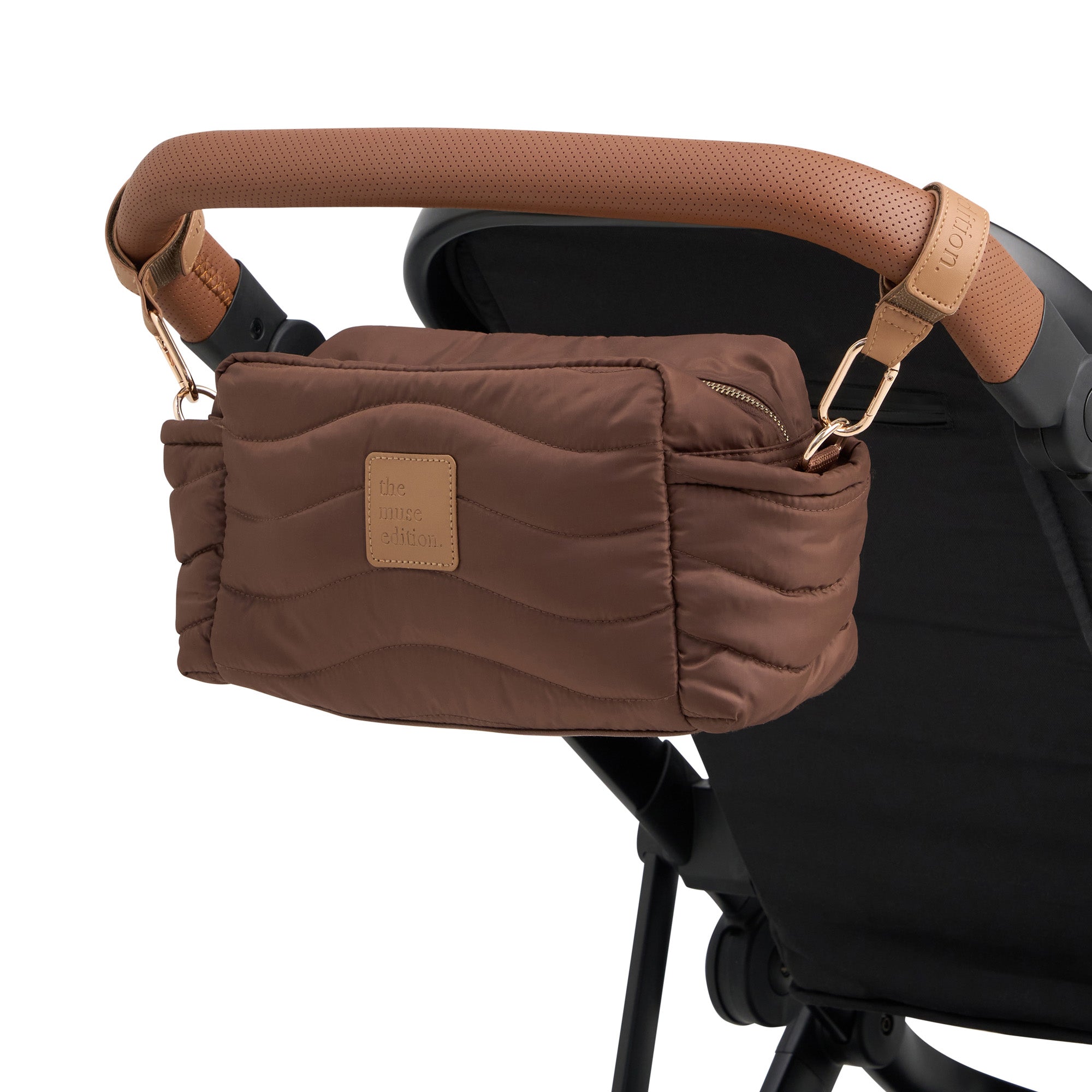 Espresso Wave Quilted Baby Pram Caddy