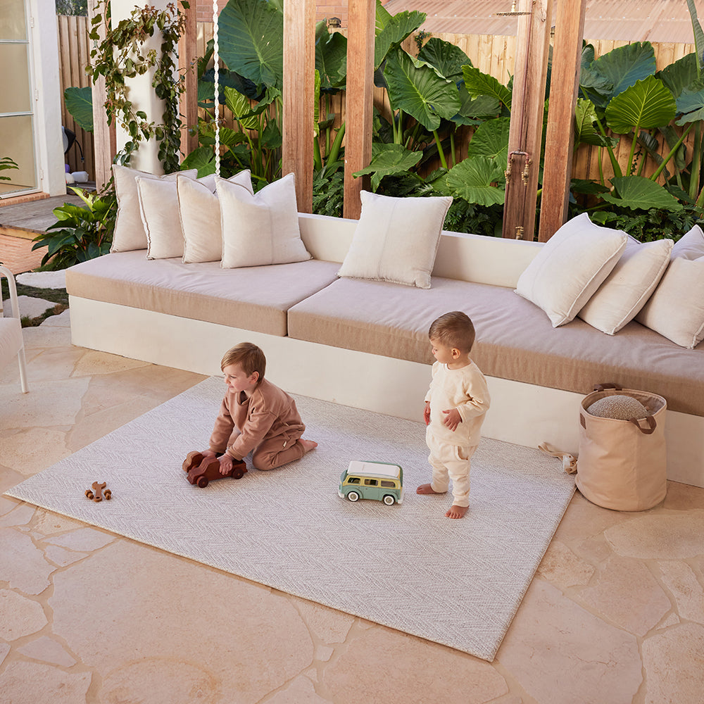 Large Foam Play Mat - Travertine/Herringbone