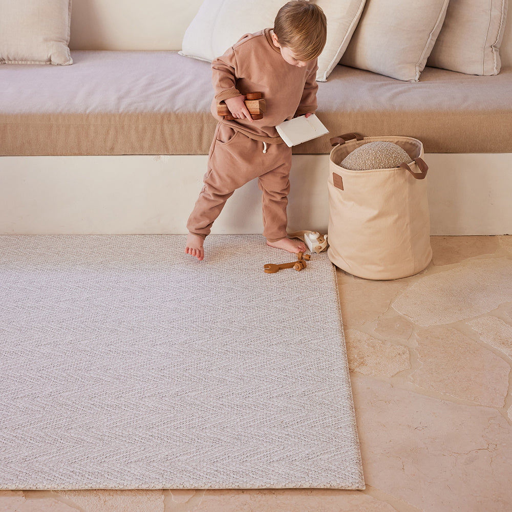Large Foam Play Mat - Travertine/Herringbone