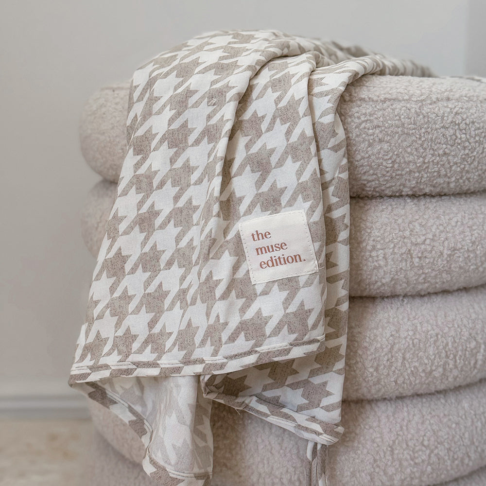 Houndstooth Linen Baby Blanket