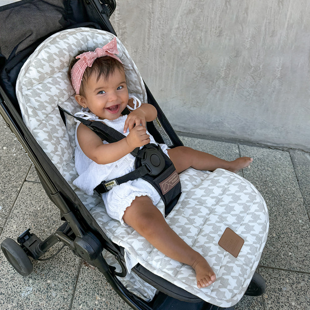 Houndstooth Universal Linen Pram Liner