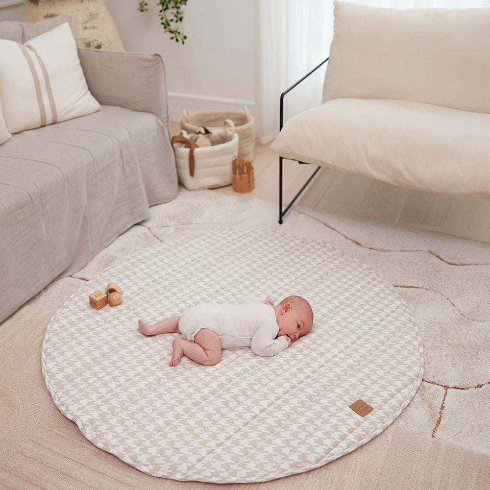 Houndstooth Linen Baby Play Mat