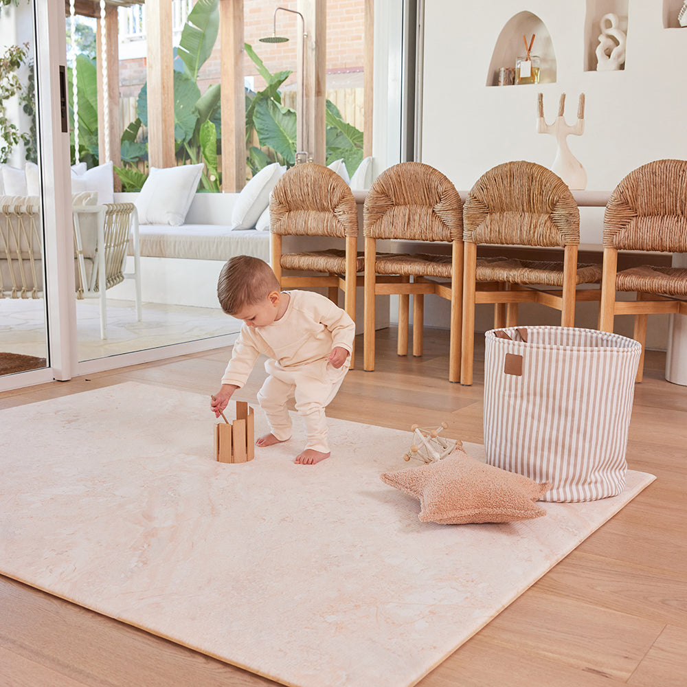 Large Foam Play Mat - Travertine/Herringbone