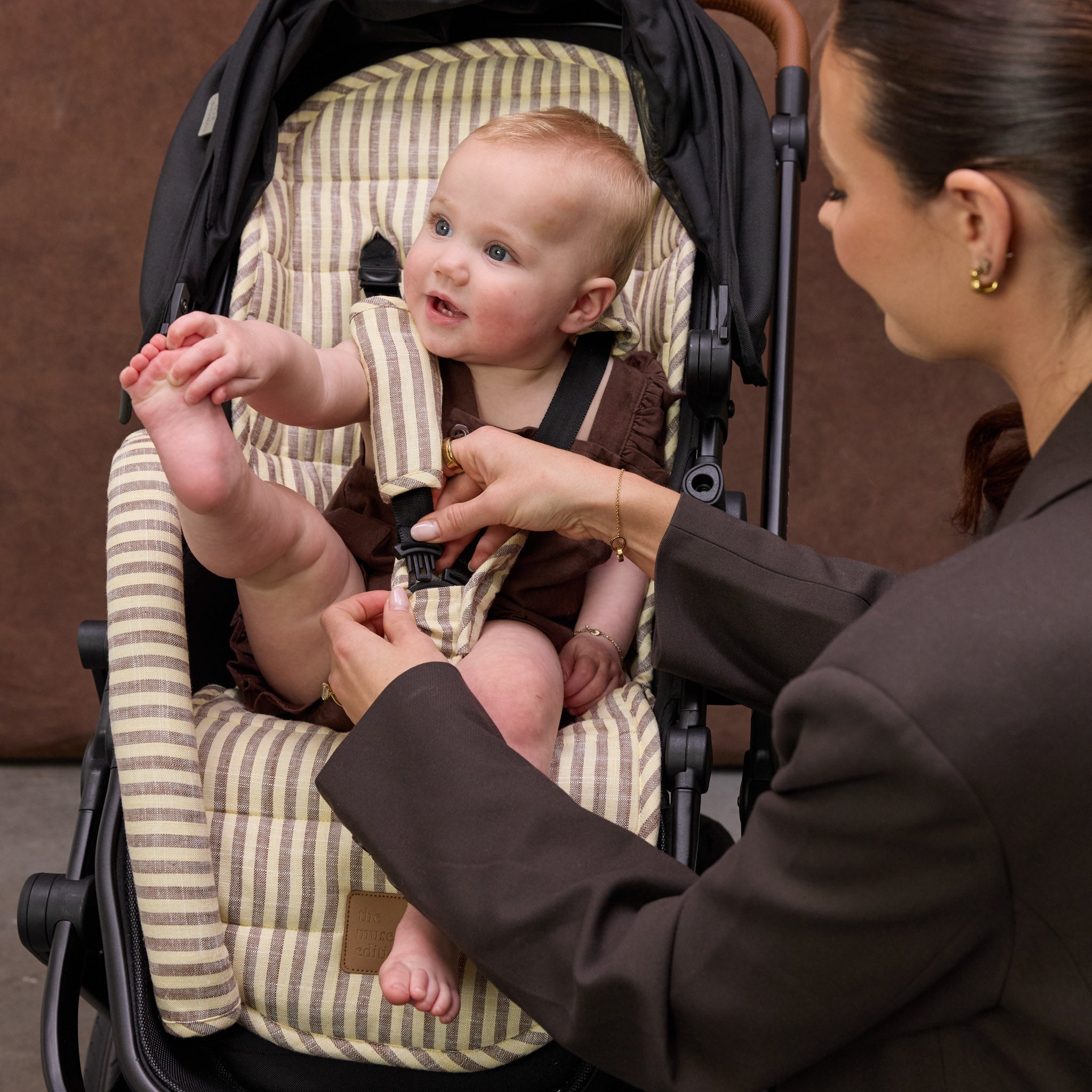 Lemon Sorbet Stripe Universal Linen Pram Liner