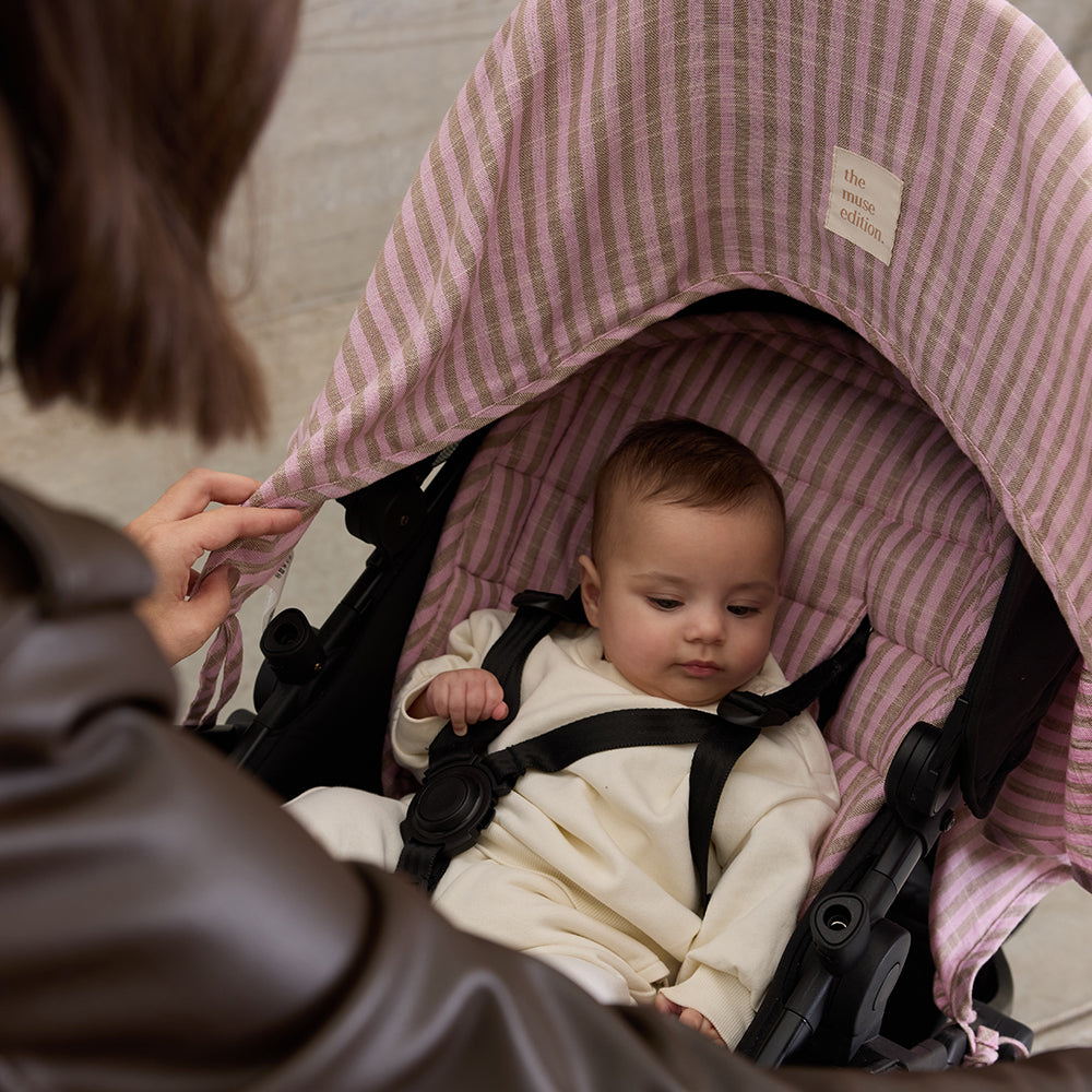 Mocha Stripe Linen Baby Blanket