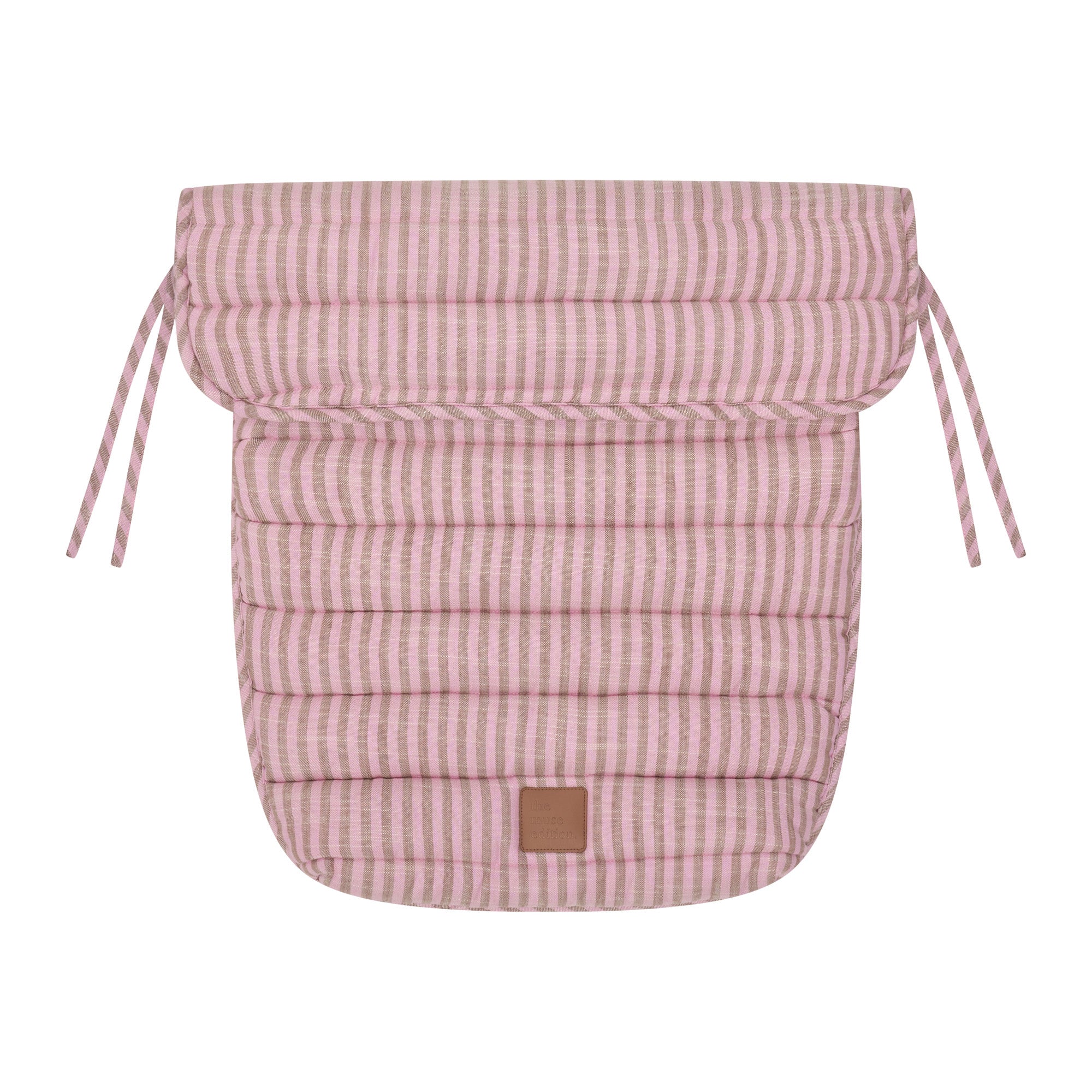 Mocha Stripe Linen Pram Cosy