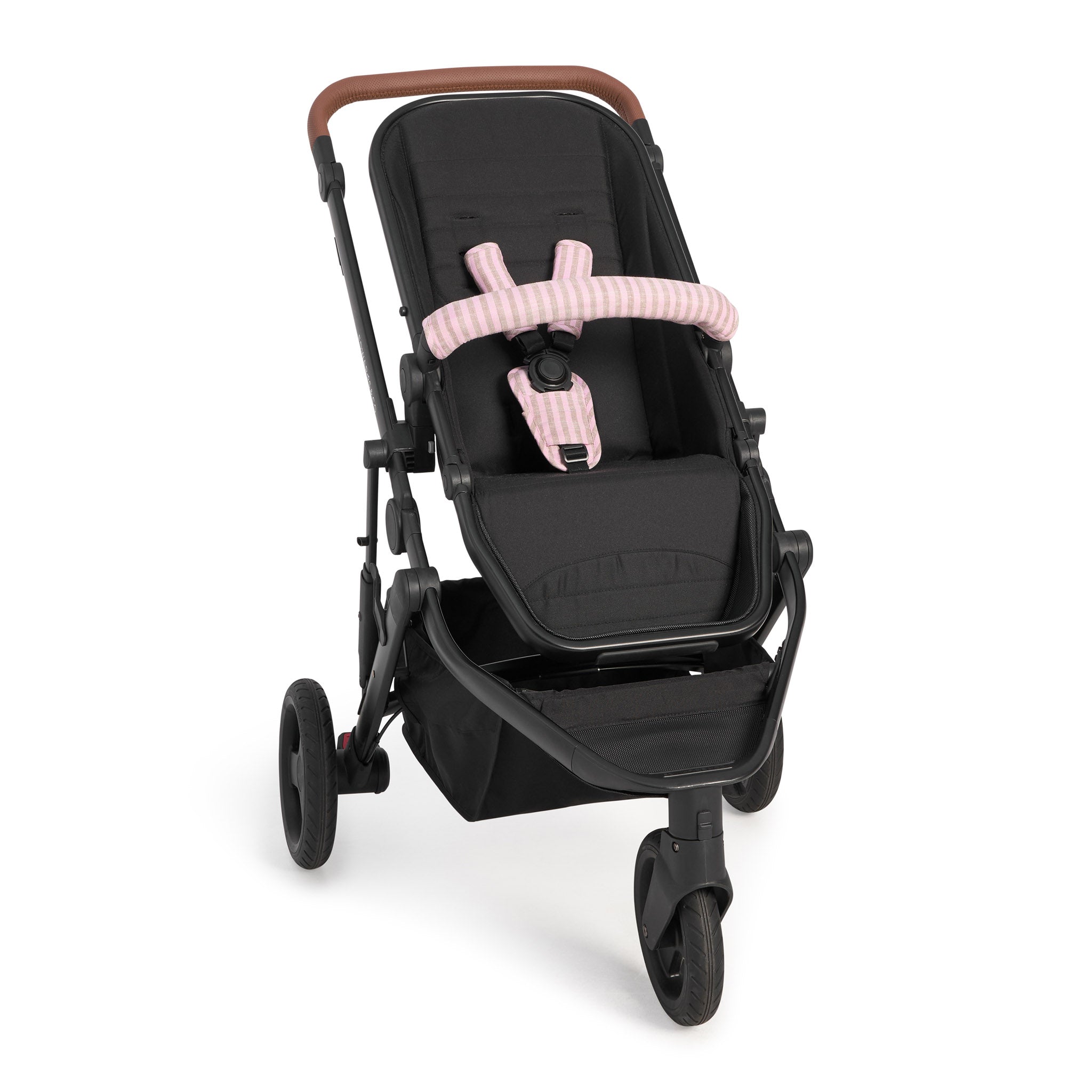 Mocha Stripe Linen Pram Harness Cover Set