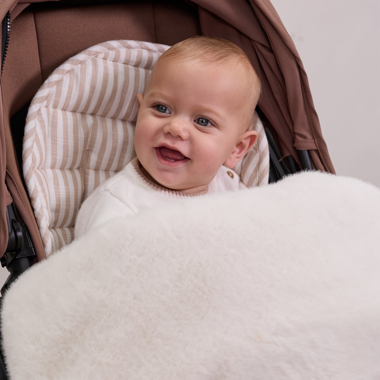 Natural Faux Fur Winter Pram Cosy Insert