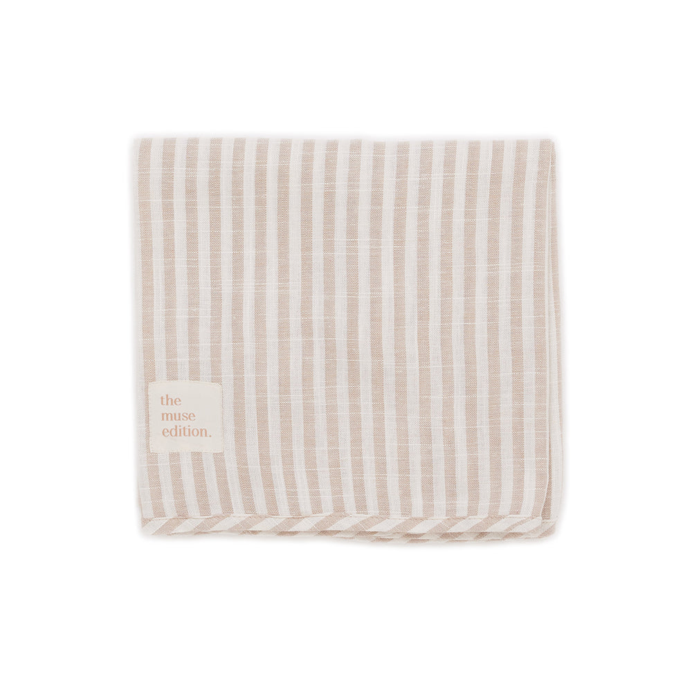 Natural Stripe Linen Baby Blanket