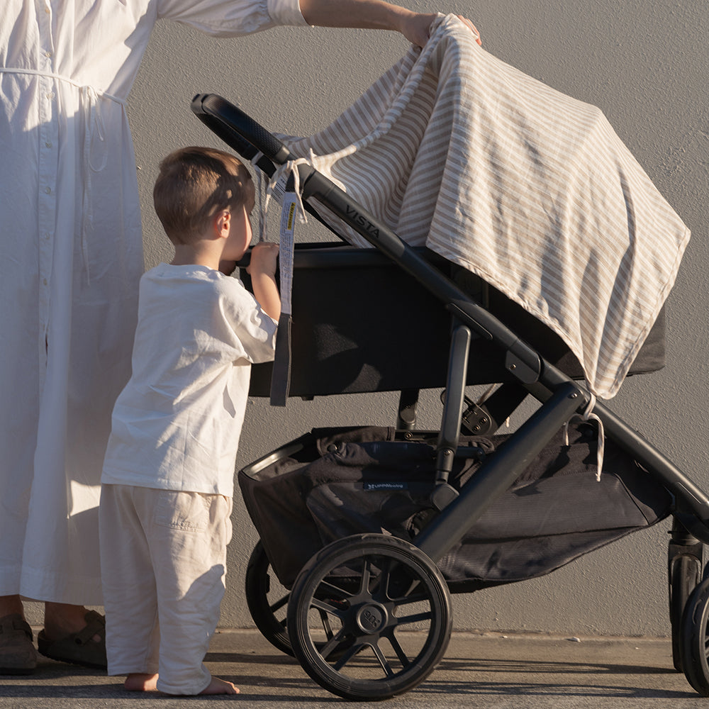 Natural Stripe Linen Baby Blanket