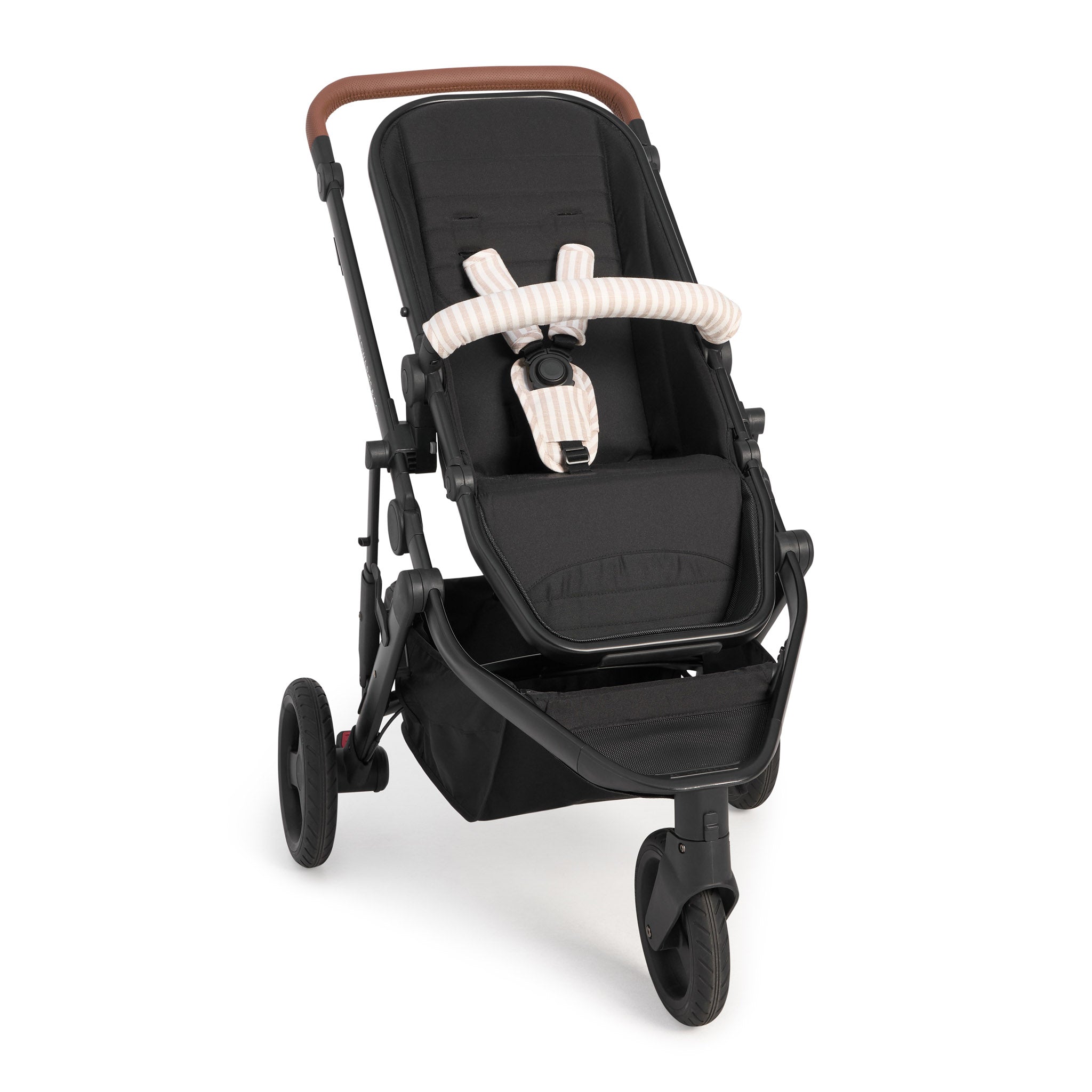 Natural Stripe Linen Pram Harness Cover Set