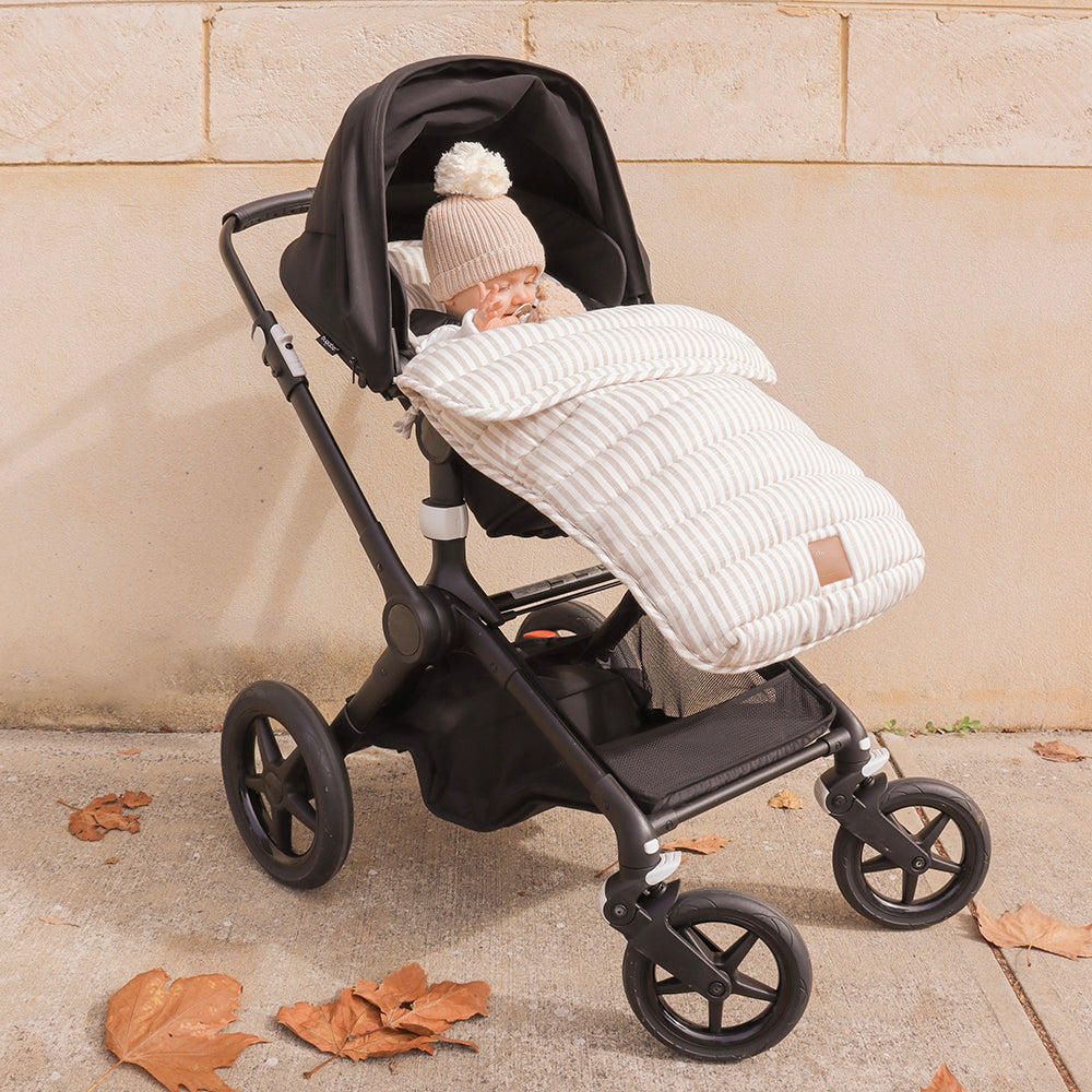 Natural Stripe Linen Pram Cosy