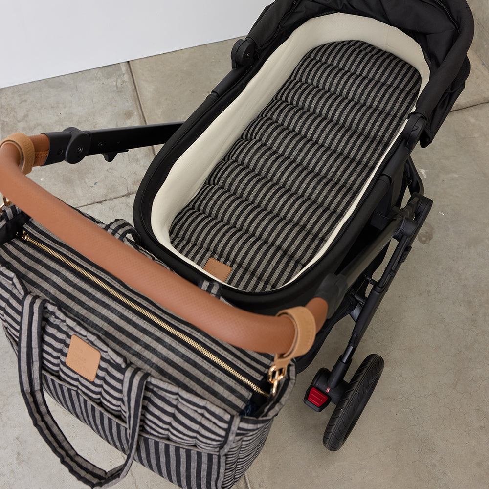 Noir Stripe Universal Linen Bassinet Liner