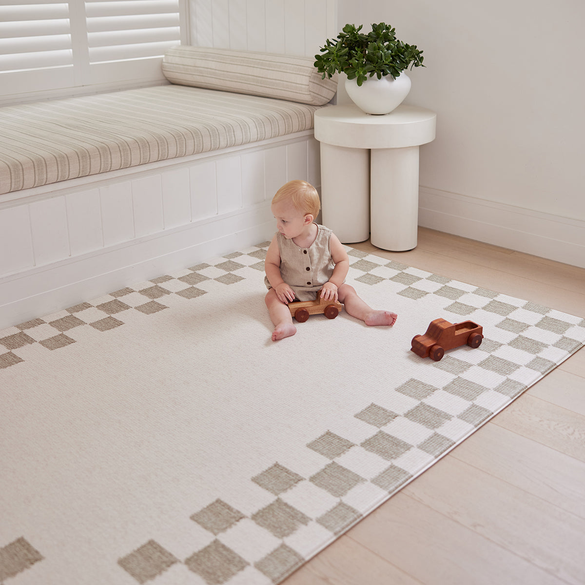 Large Foam Play Mat - Olive Border/Rail