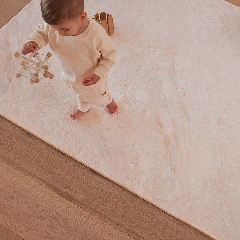 Large Foam Play Mat - Travertine/Herringbone
