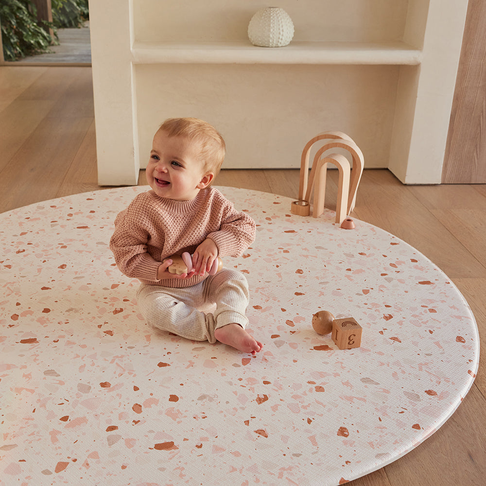 Round Foam Play Mat - Blush Terrazzo/Arch