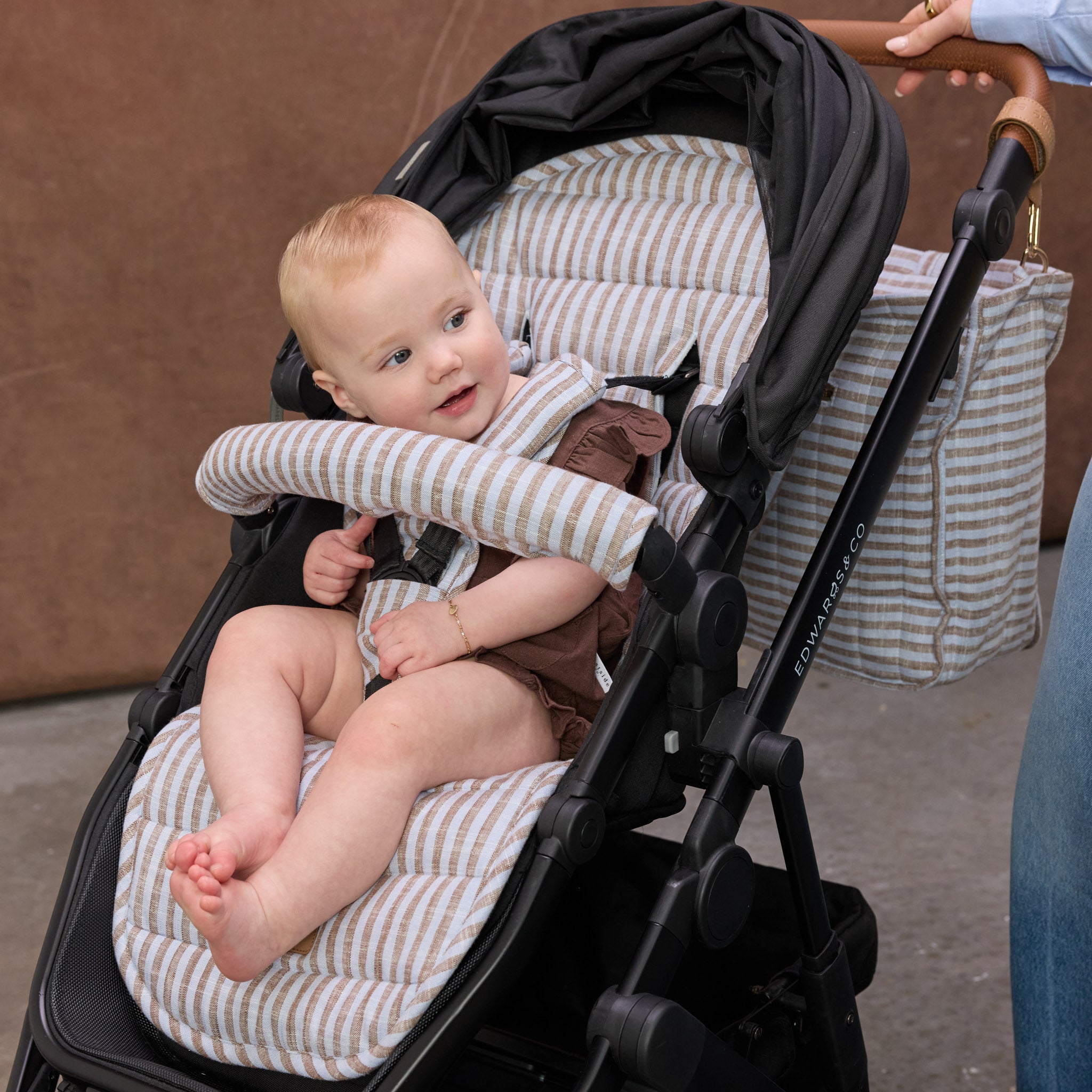 Sorano Stripe Linen Pram Harness Cover Set