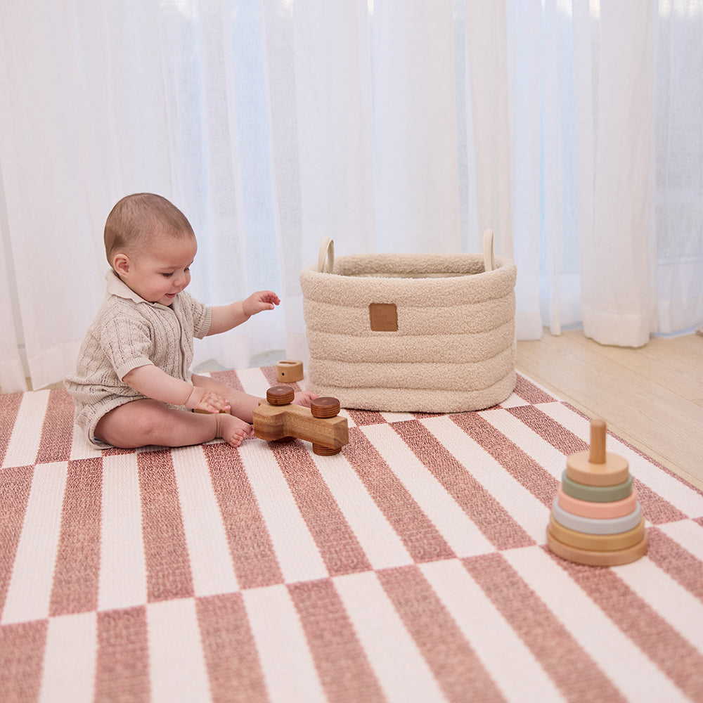 Large Foam Play Mat - Cocoa Stripe/Breeze