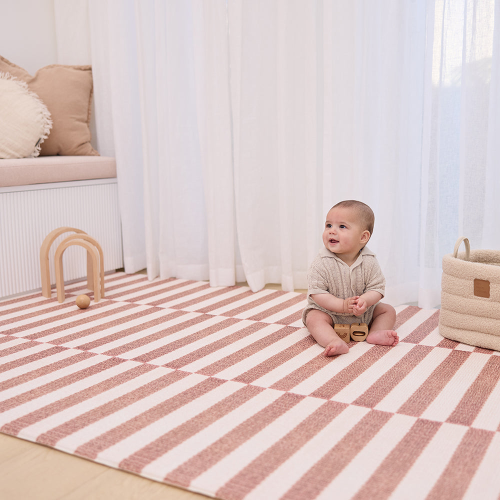 Large Foam Play Mat - Cocoa Stripe/Breeze