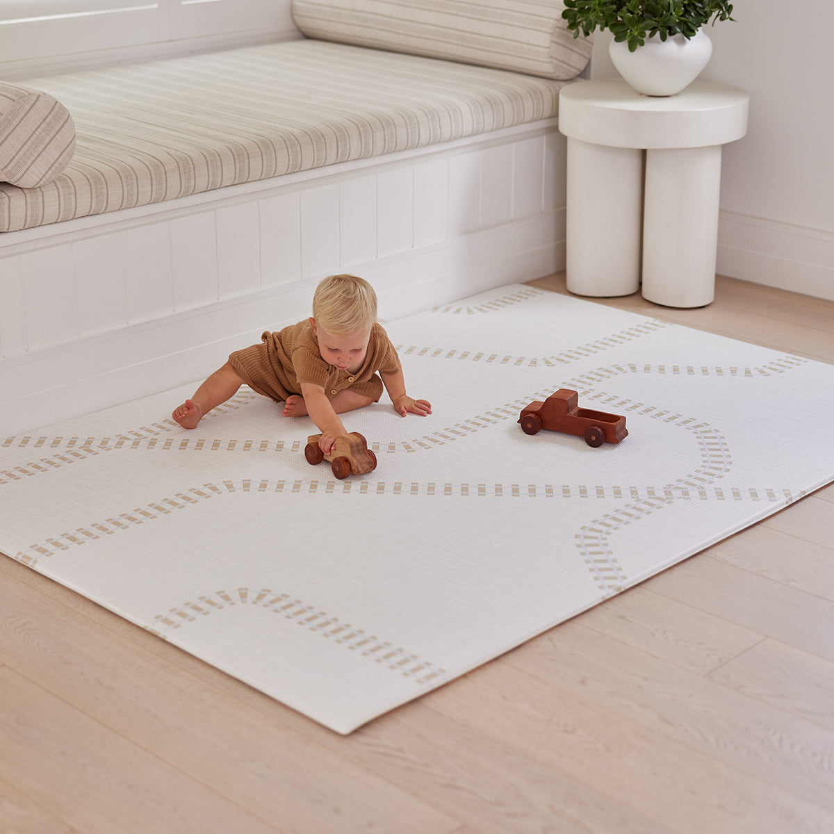 Large Foam Play Mat - Olive Border/Rail