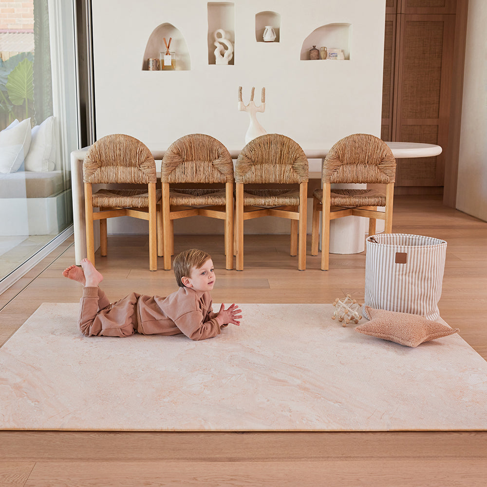 Large Foam Play Mat - Travertine/Herringbone