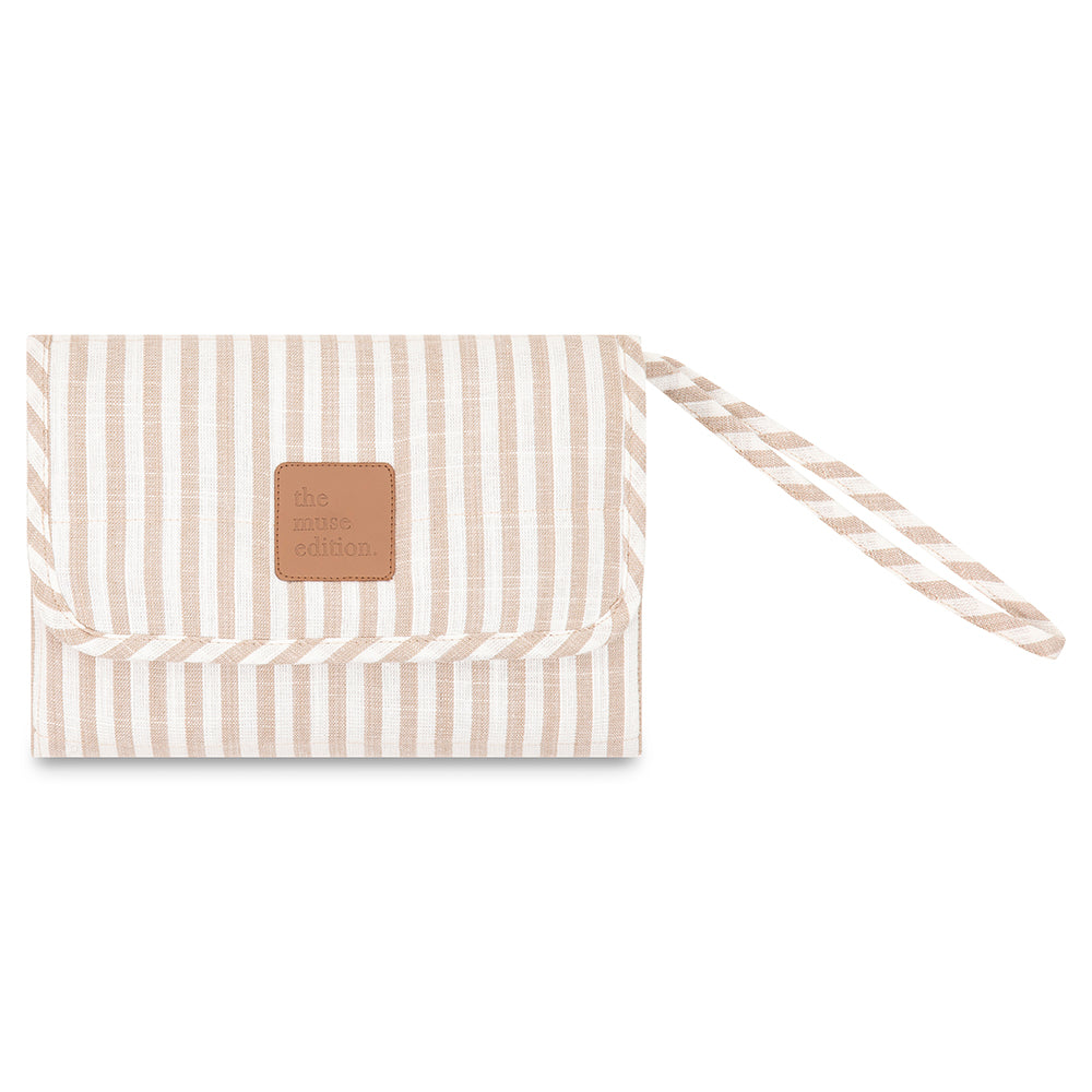 Stripe linen baby changing mat