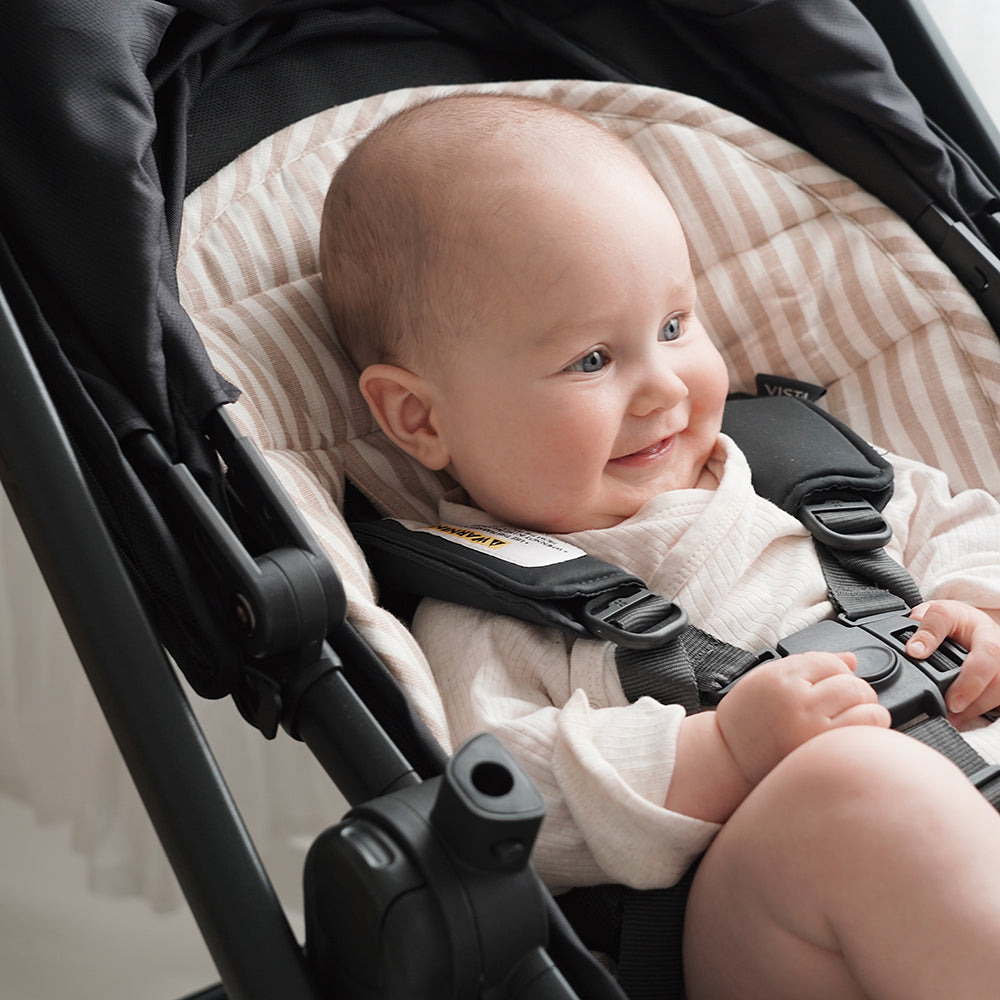 Cute smiling baby in a buggy