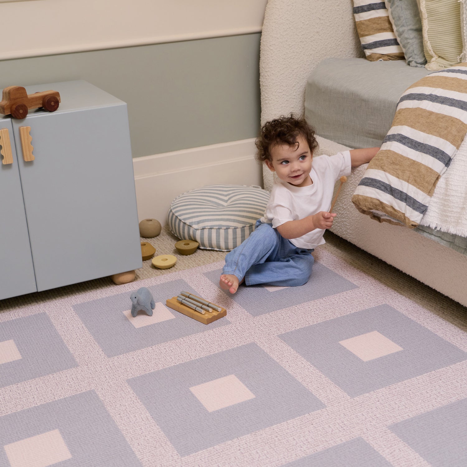 Large Foam Play Mat - Aloe Check/Arch