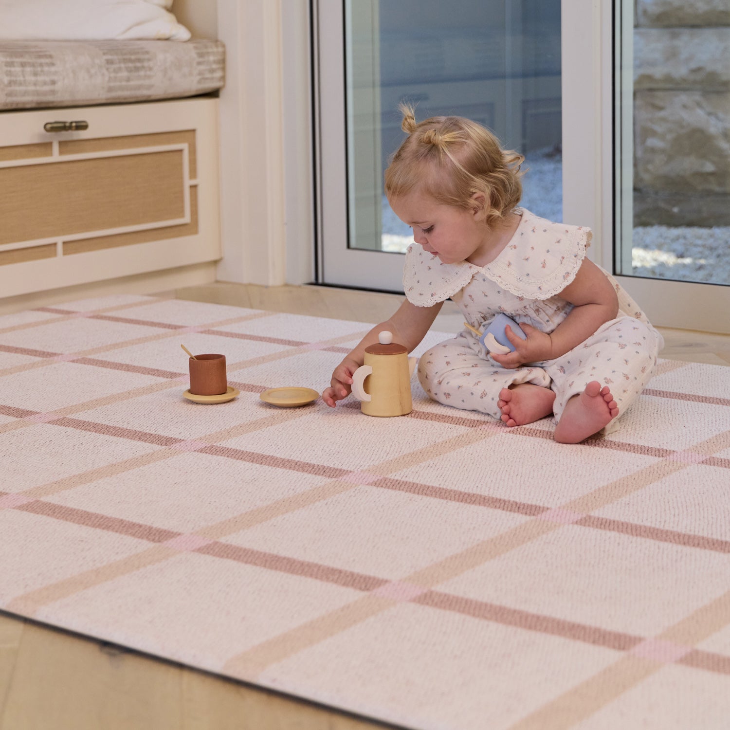 Large Foam Play Mat - Natural Plaid/Loop