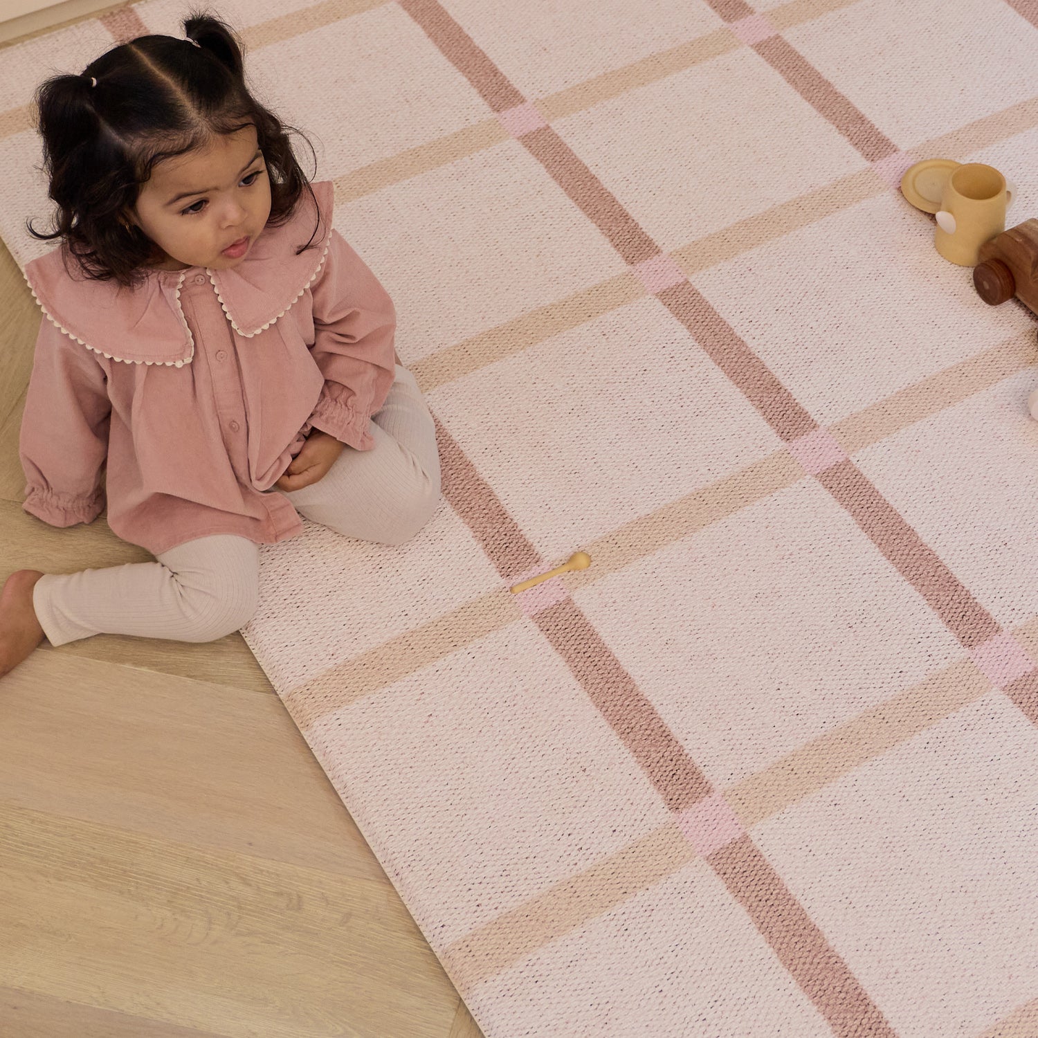 Large Foam Play Mat - Natural Plaid/Loop