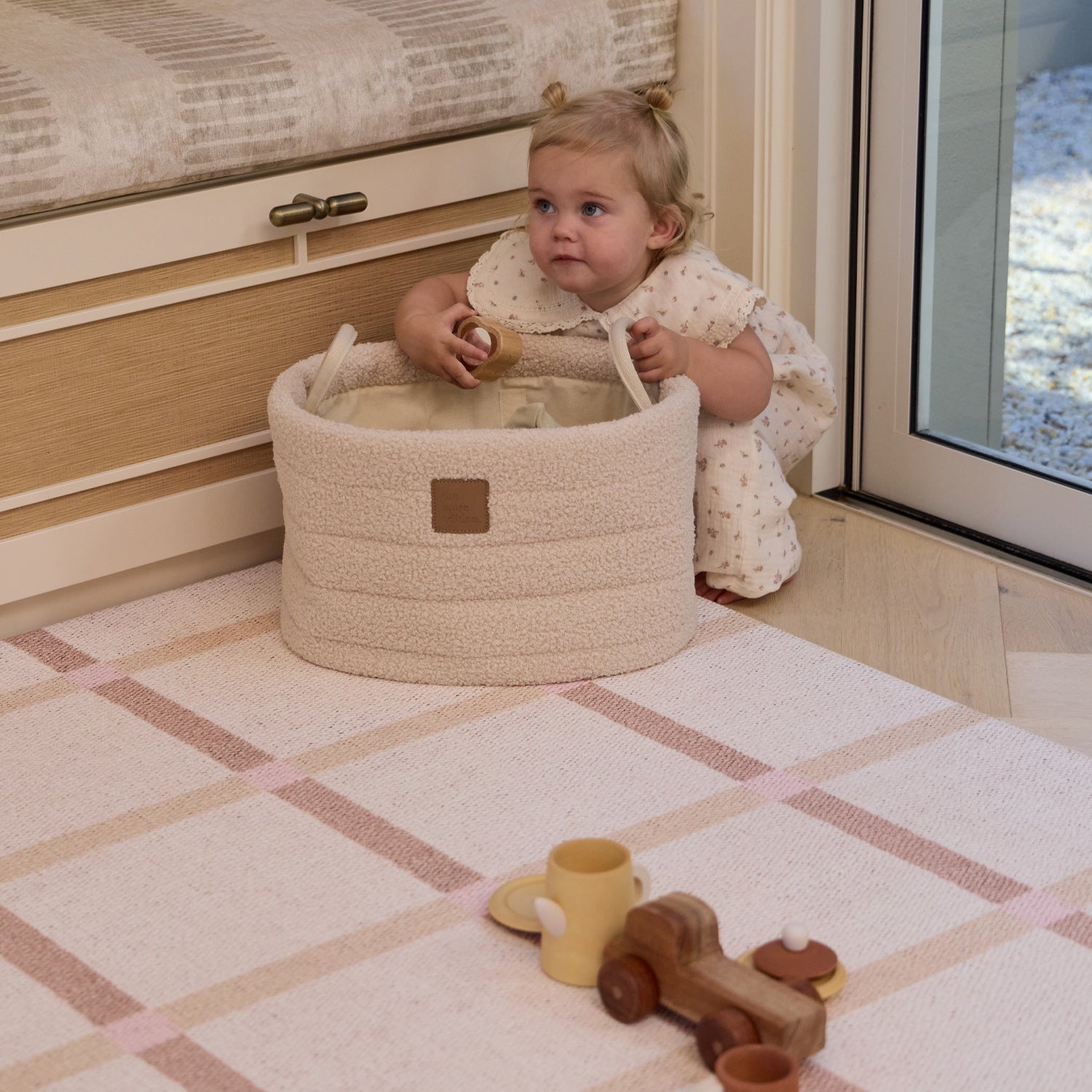 Large Foam Play Mat - Natural Plaid/Loop