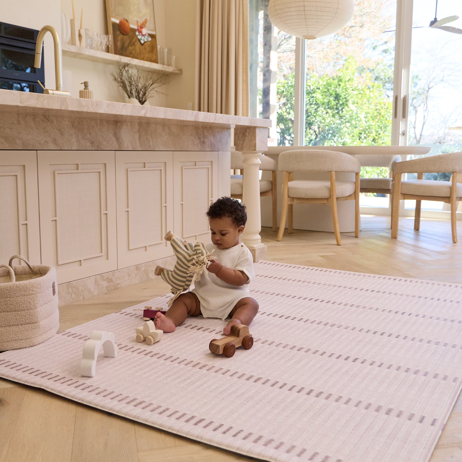 Large Foam Play Mat - Natural Plaid/Loop
