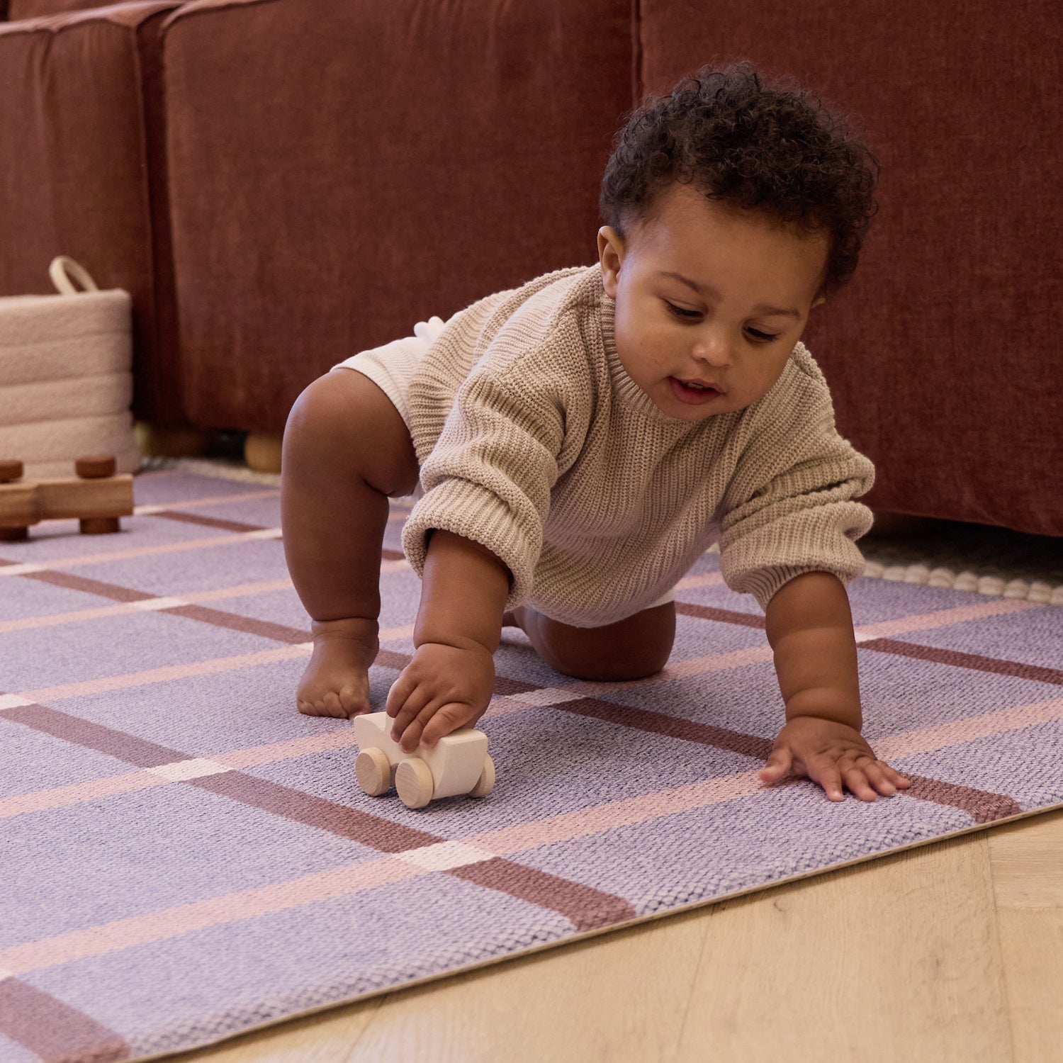 Large Foam Play Mat - Chambray Plaid/Loop