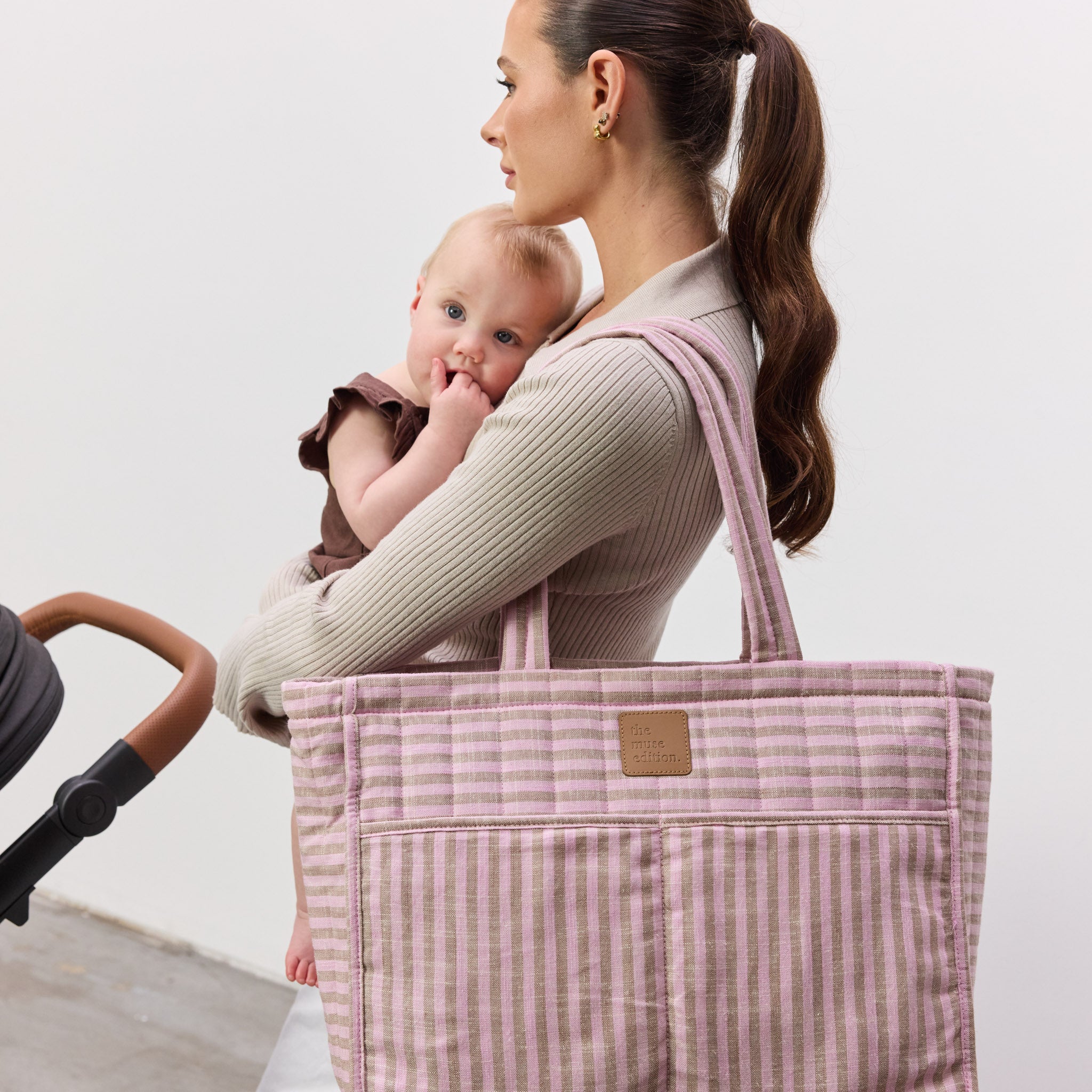 Mocha Stripe Muse Baby Bag