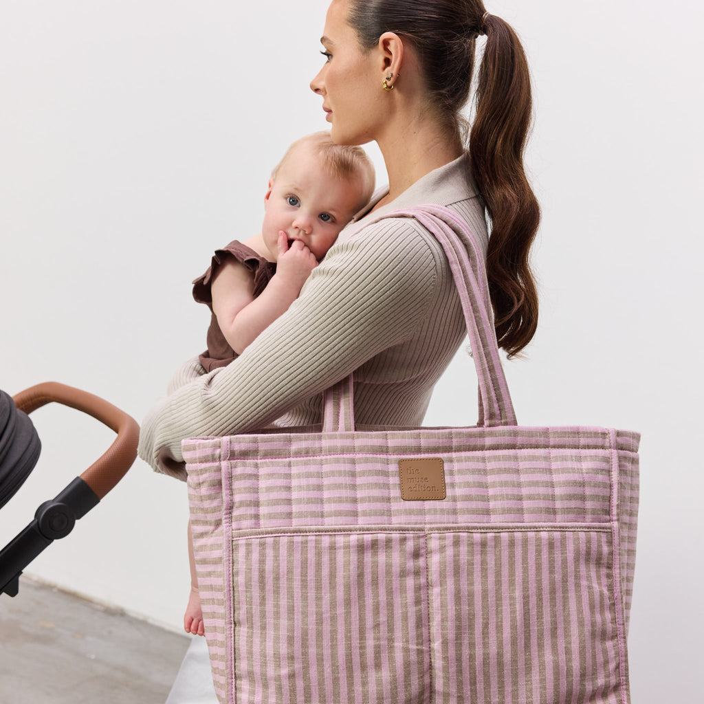 Mocha Stripe Muse Baby Bag