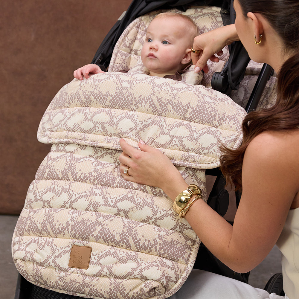 Almond Snake Linen Pram Cosy