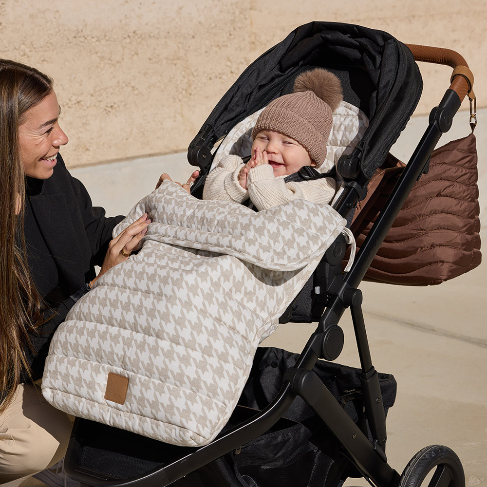 Houndstooth Linen Pram Cosy