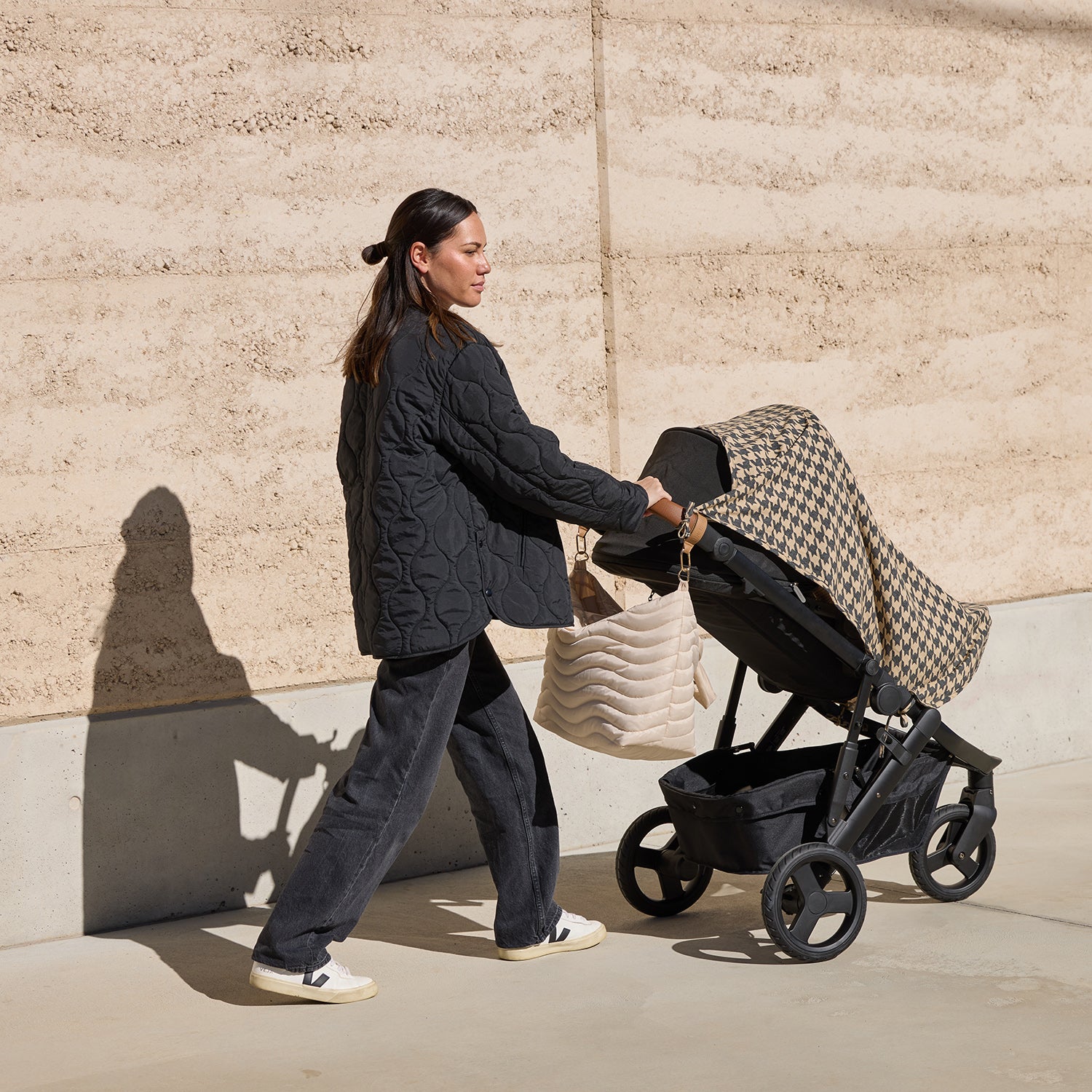 Black Houndstooth Linen Baby Blanket