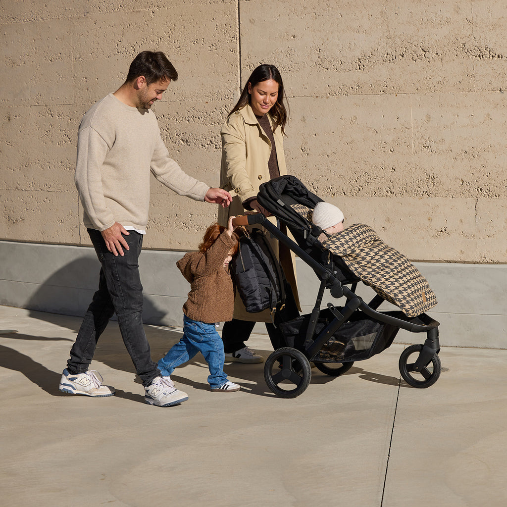 Black Houndstooth Linen Pram Cosy