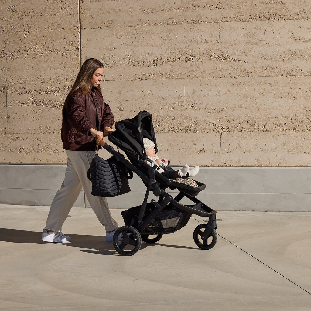 Black Houndstooth Universal Linen Pram Liner